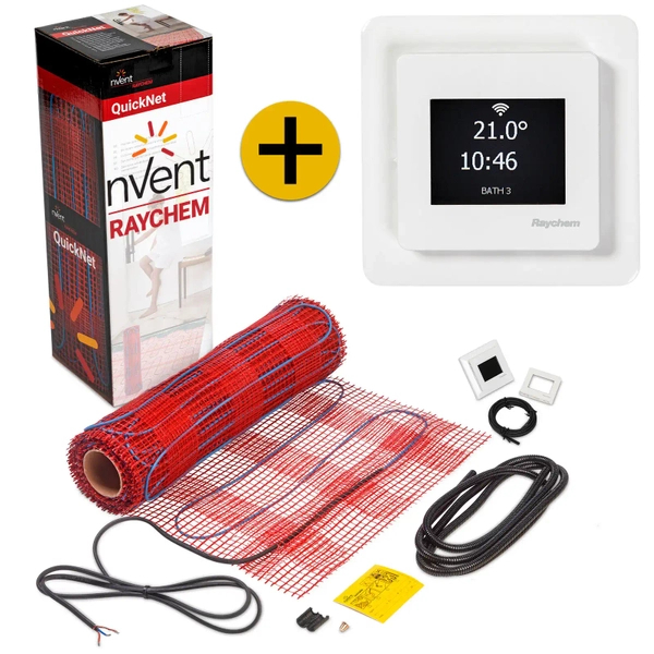 Mata grzewcza pod płytki Raychem QucikNet-160 W/m² - powierzchnia 1 m² | wymiary 0,5 x 2 m | z termostatem R-SENZ-WIFI